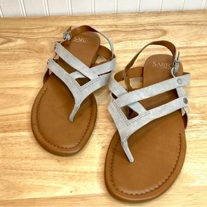 NEW Franco Sarto Sand Suede Strappy Flat Sandal Women's 10M Ankle Strap Beach